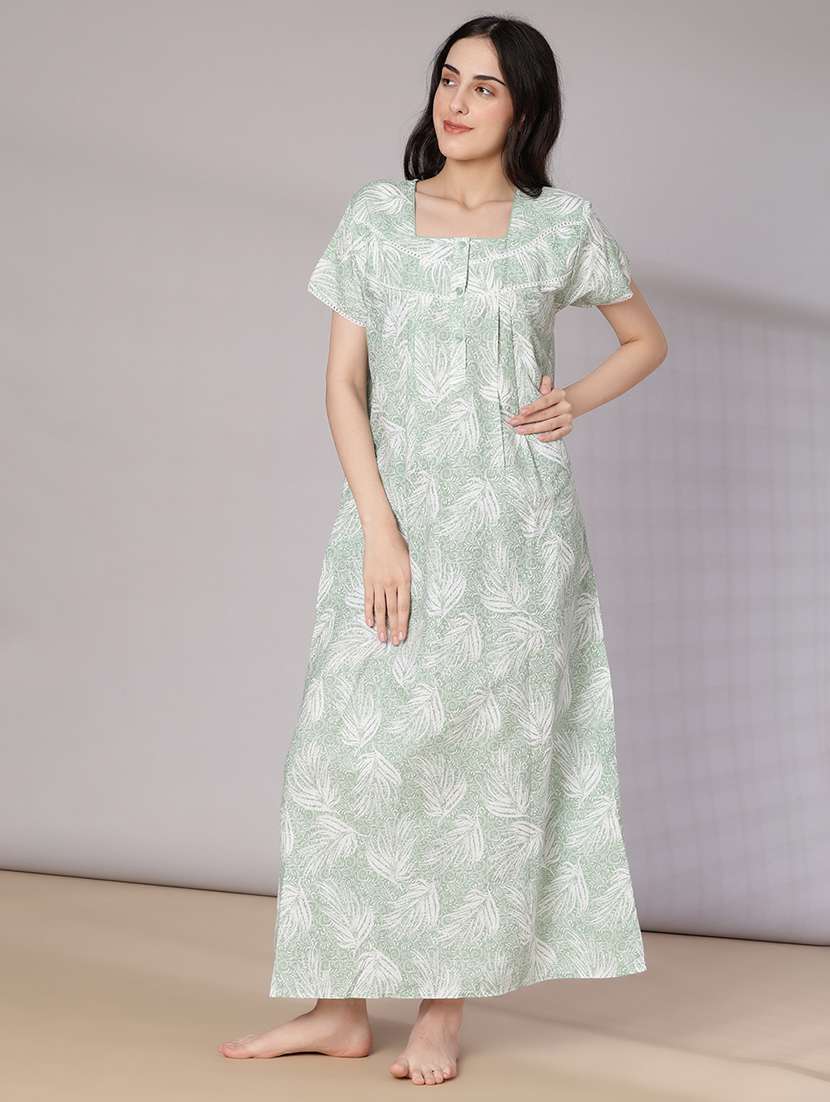 women printed short sleeve nighty - 21977006 -  Standard Image - 3