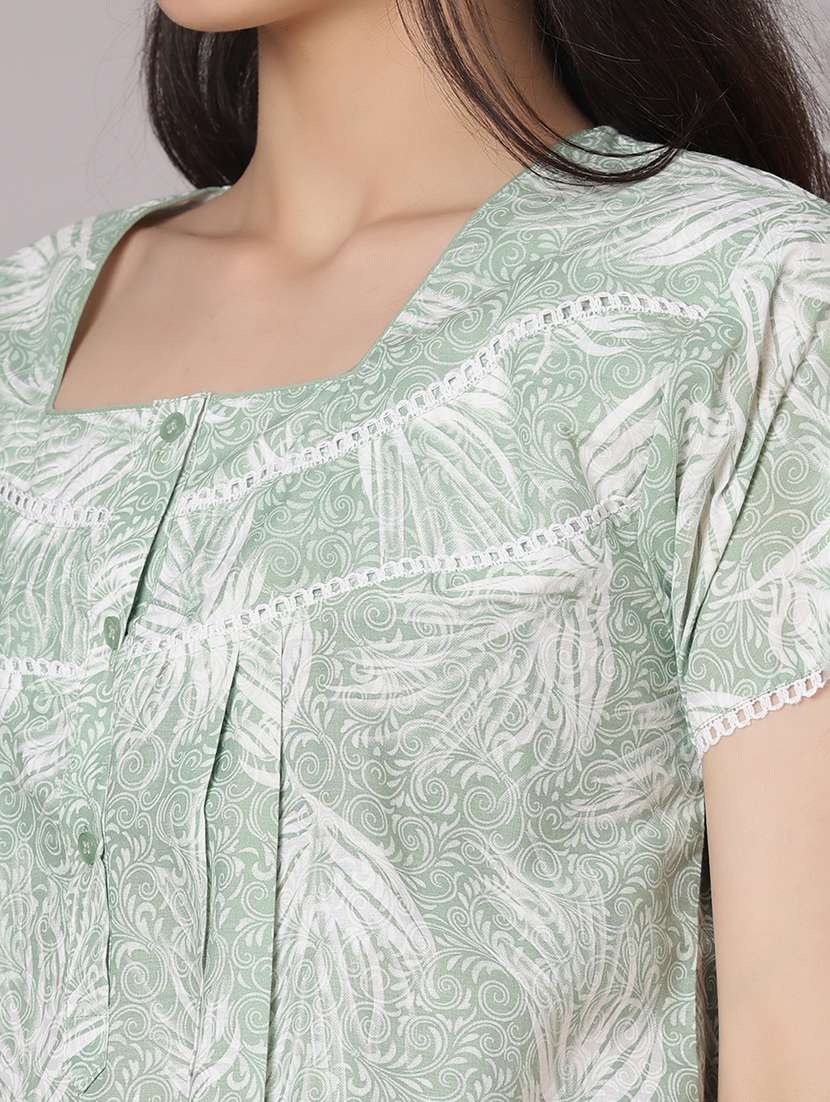 women printed short sleeve nighty - 21977006 -  Standard Image - 5