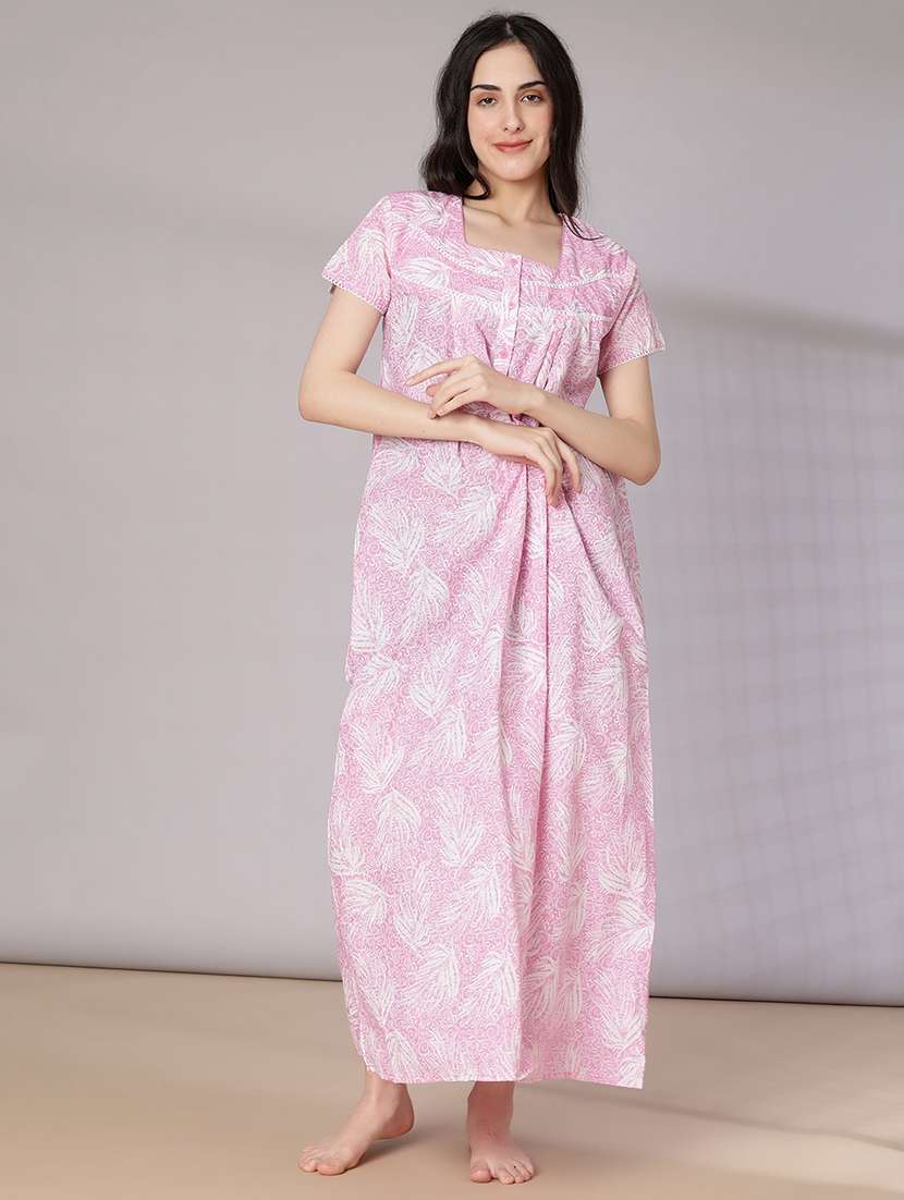 women printed short sleeve nighty