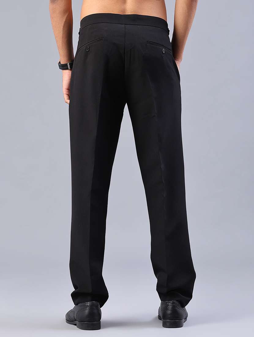 men solid mid rise flat front formal trouser - 21977021 -  Standard Image - 3