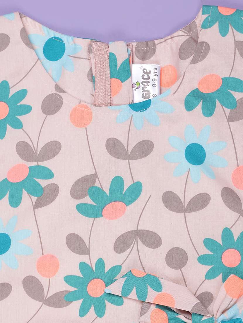 girls floral printed round neck frock - 21977022 -  Standard Image - 3