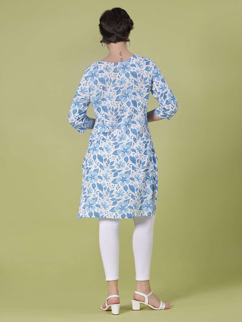 women three quarter sleeve straight kurta - 21977044 -  Standard Image - 3