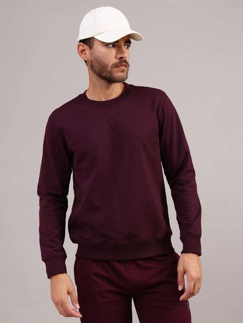 men solid long sleeve regular fit sweatshirt