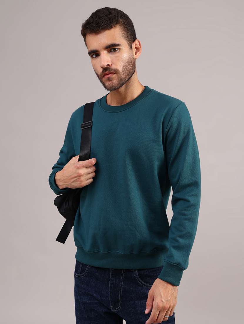 men solid long sleeve regular fit sweatshirt