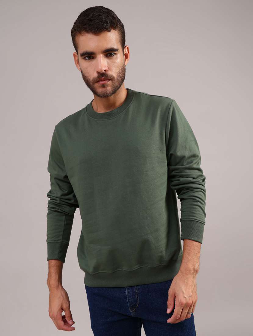 men solid long sleeve regular fit sweatshirt