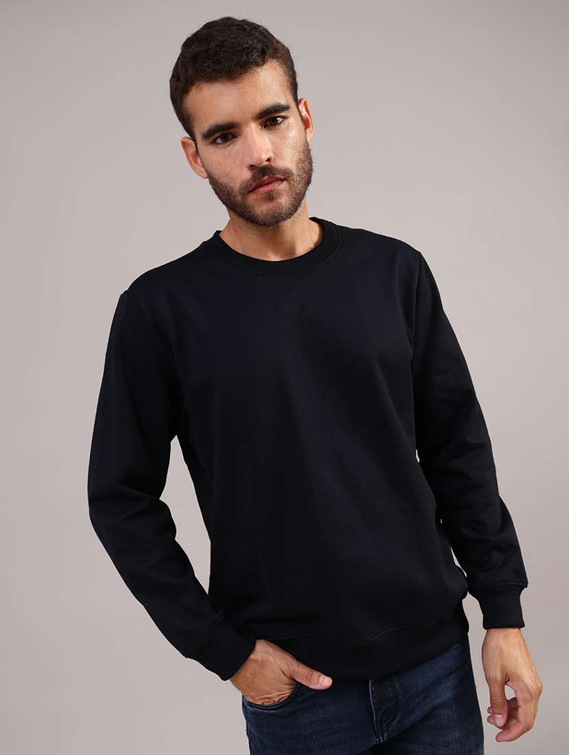 men solid long sleeve regular fit sweatshirt