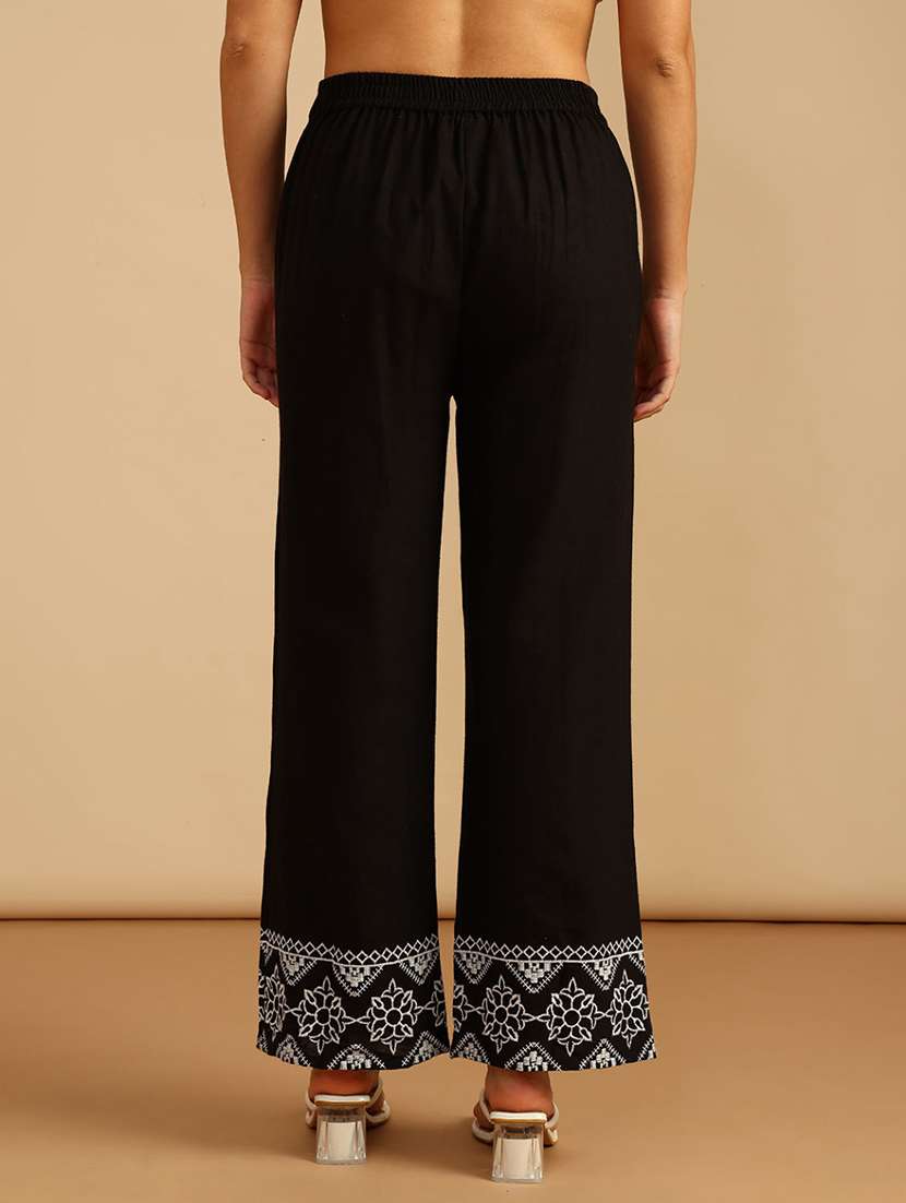 women high rise embroidered hem palazzo - 21977075 -  Standard Image - 3