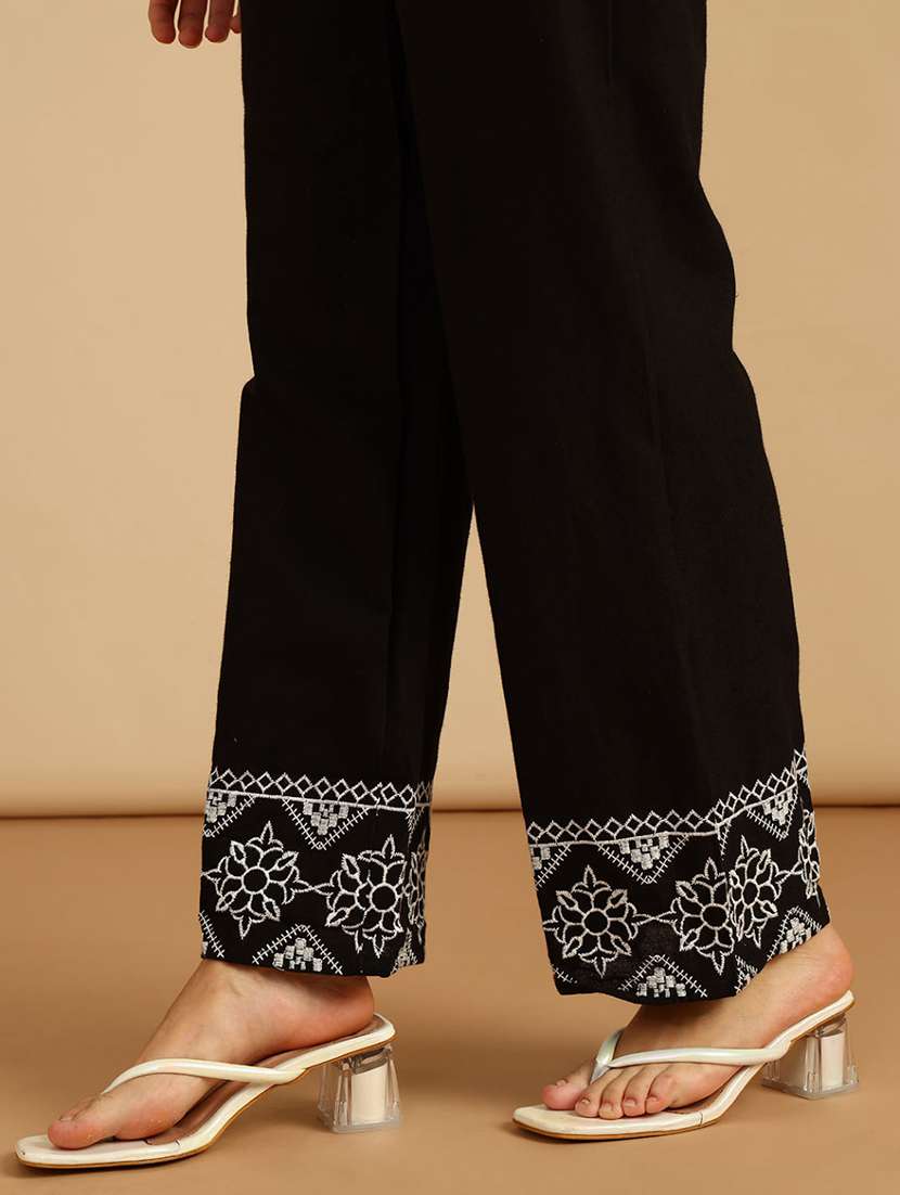 women high rise embroidered hem palazzo - 21977075 -  Standard Image - 5