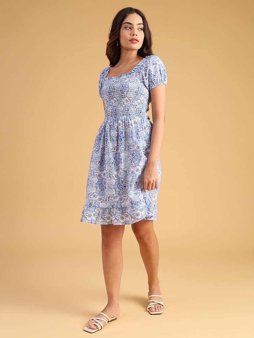 women printed puff sleeve tiered dress - 21977111 -  Standard Image - 3