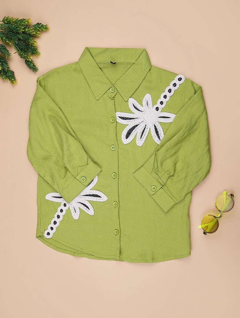 girls self designed long sleeve collared shirt