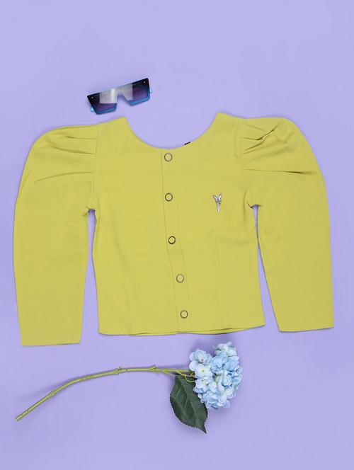 girls solid puff sleeve top - 21977176 -  Standard Image - 0