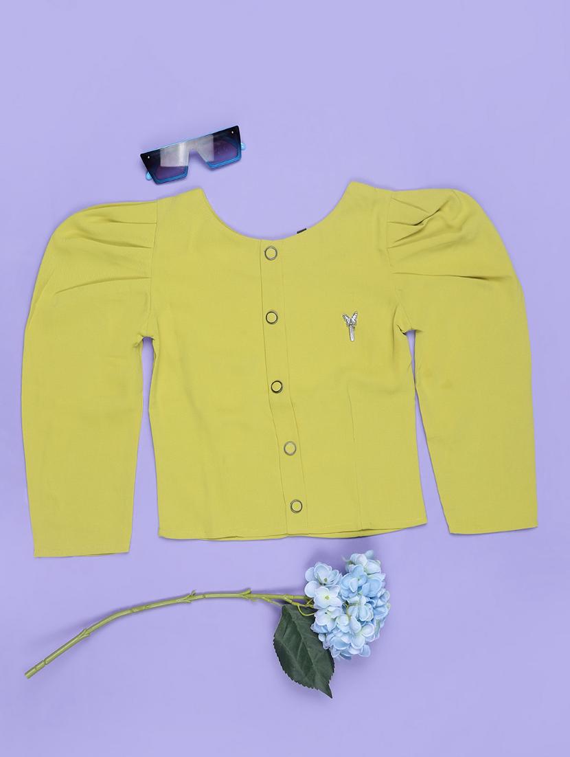 girls solid puff sleeve top - 21977176 -  Zoom Image - 0