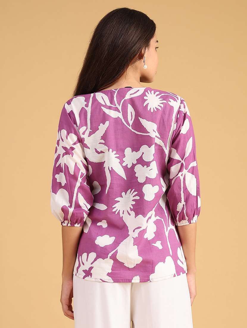 women printe three quarter sleeve kurti - 21977208 -  Standard Image - 3