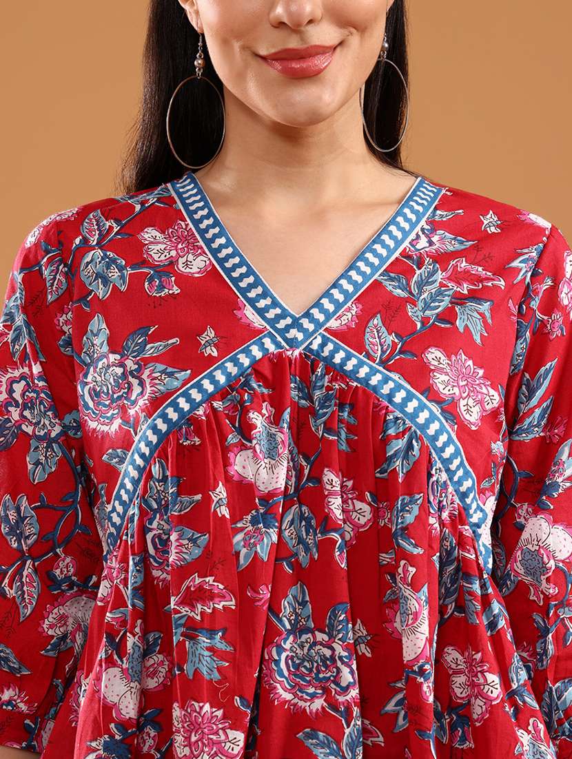 women printed three quarter sleeve kurti - 21977209 -  Standard Image - 5