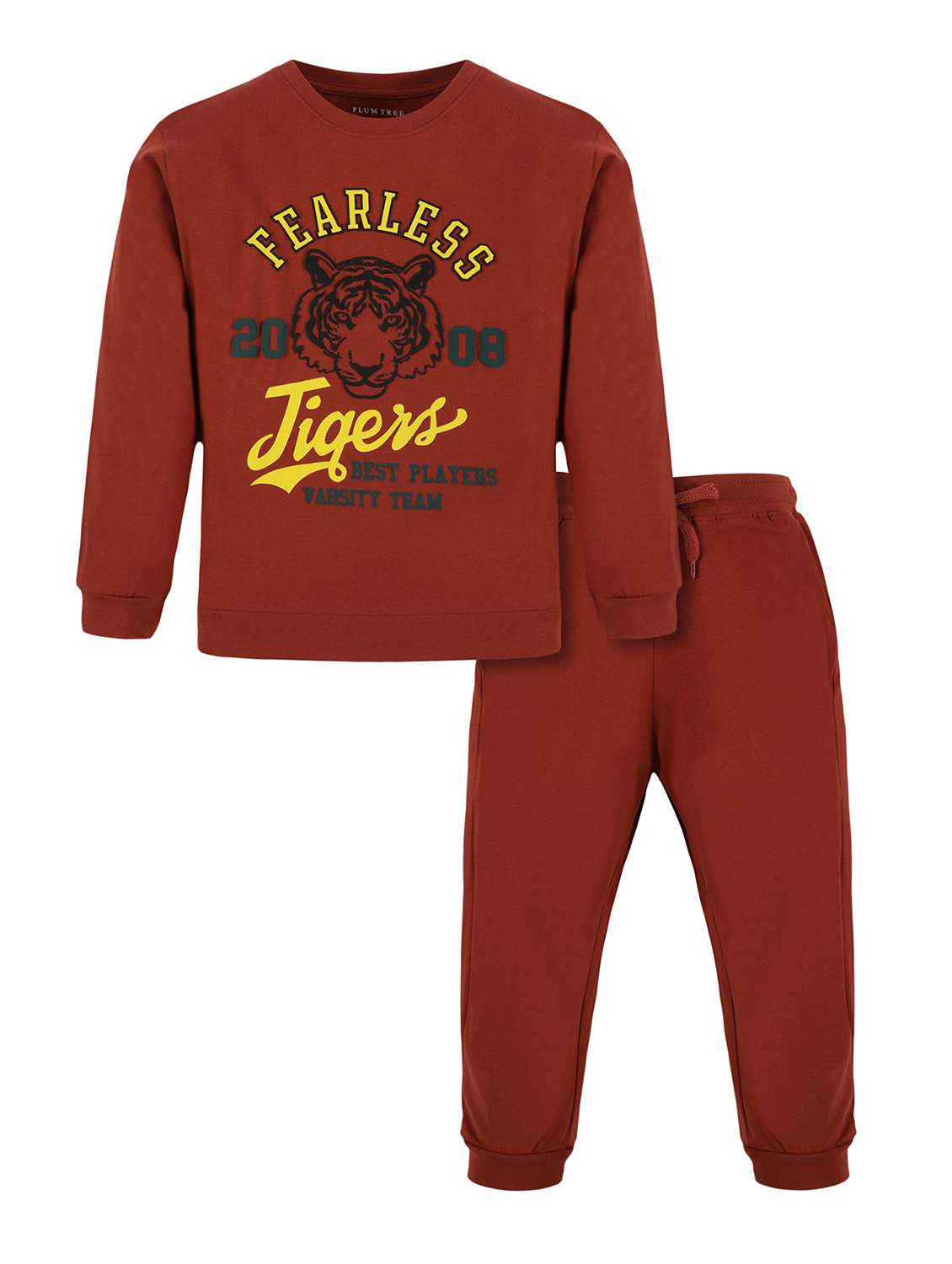boys printed t-shirt & jogger full length set