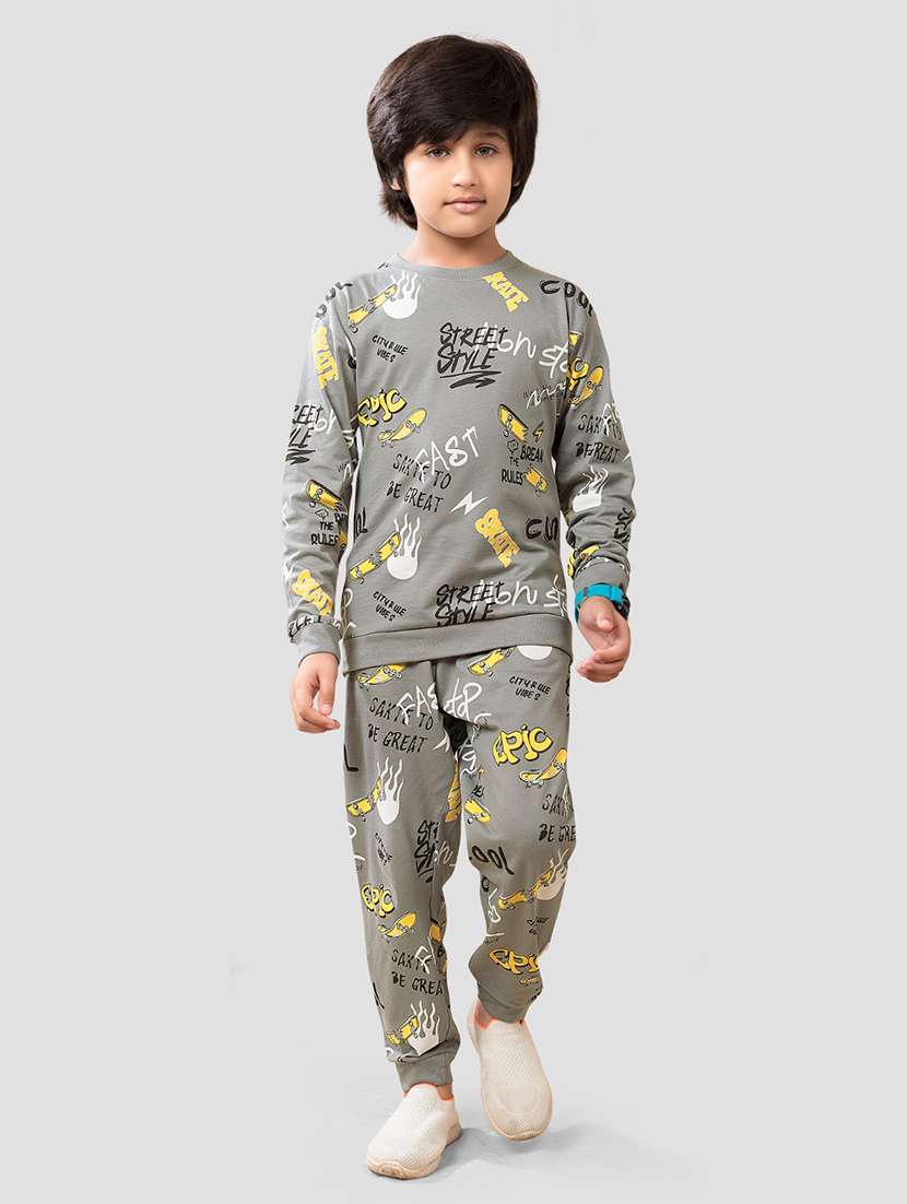 Boys Printed T Shirt & Jogger Full Length Set
