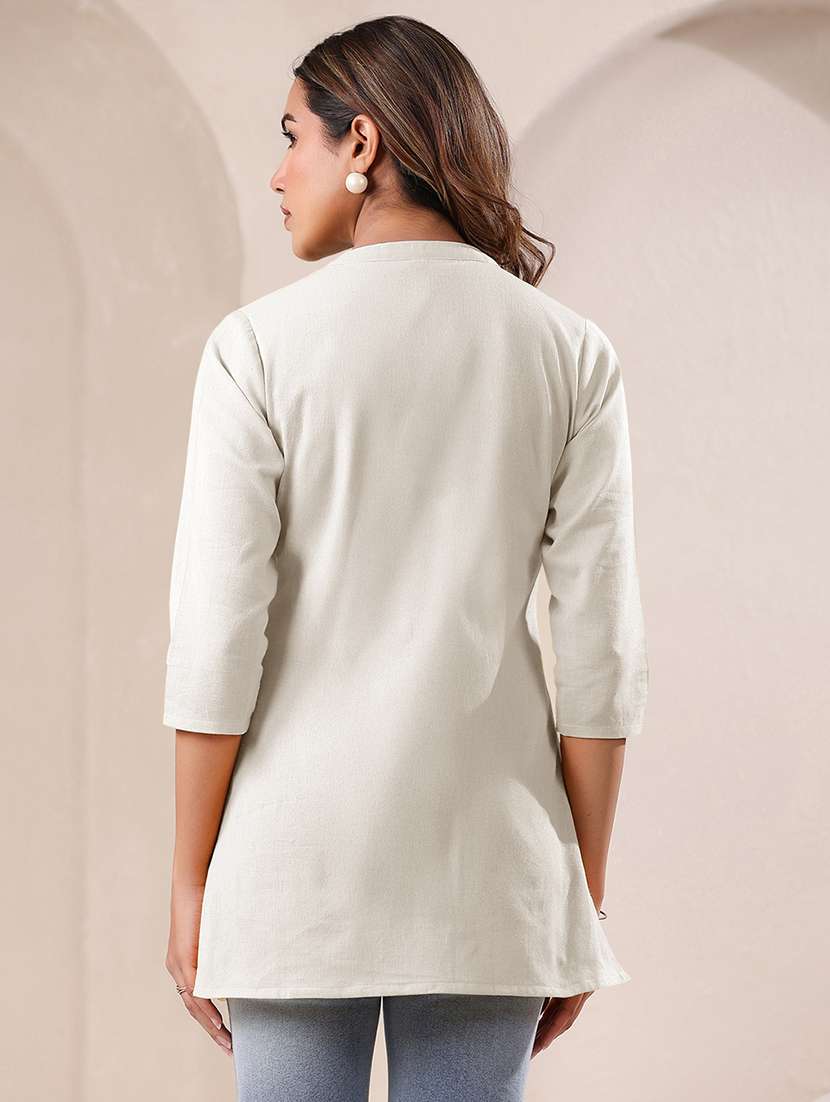 women three quarter sleeve straight kurti - 21977278 -  Standard Image - 3