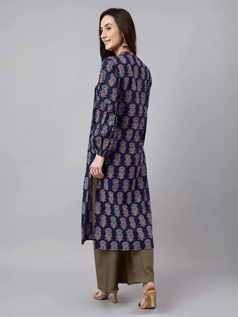 women printed long sleeve a-line kurta - 21977280 -  Standard Image - 3