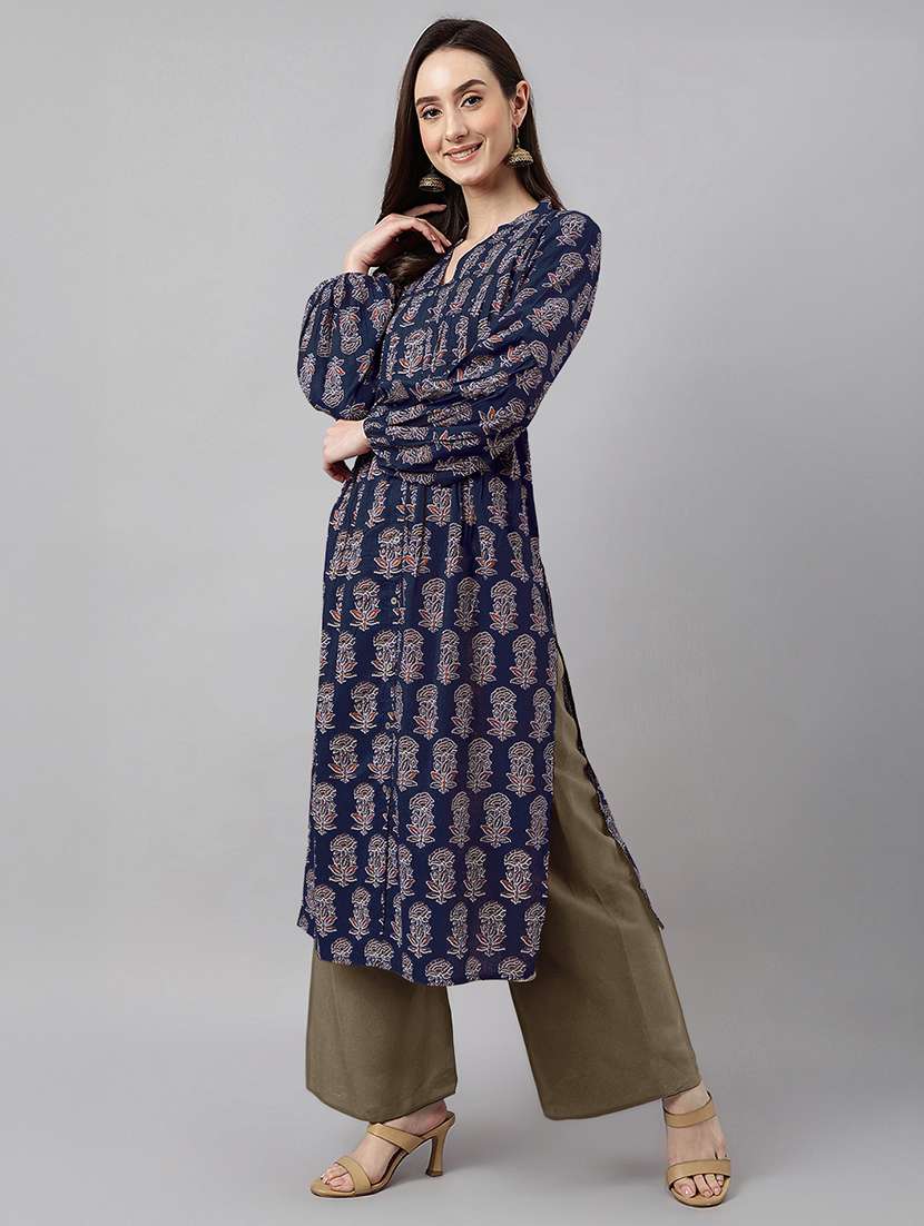 women printed long sleeve a-line kurta - 21977280 -  Standard Image - 5