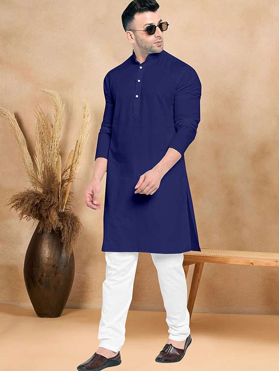 men pack of 2 solid mandarin neck kurta pyjama ethnic wear set - 21977326 -  Standard Image - 3