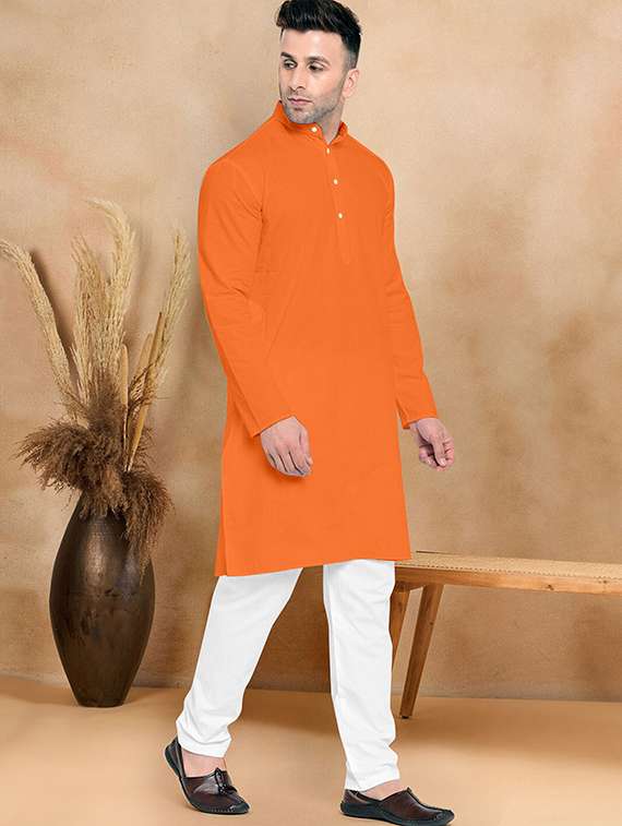 men pack of 2 solid mandarin neck kurta pyjama ethnic wear set - 21977327 -  Standard Image - 3