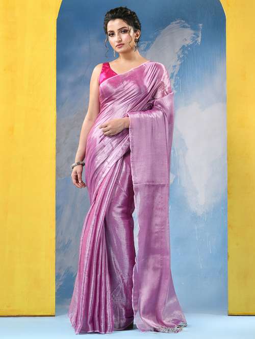women solid plain saree with blouse - 21977353 - Standard Image - 0