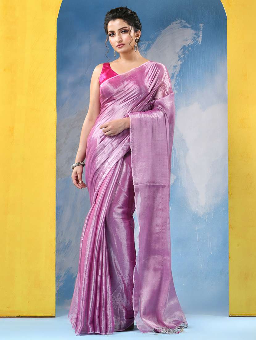 women solid plain saree with blouse - 21977353 - Zoom Image - 0