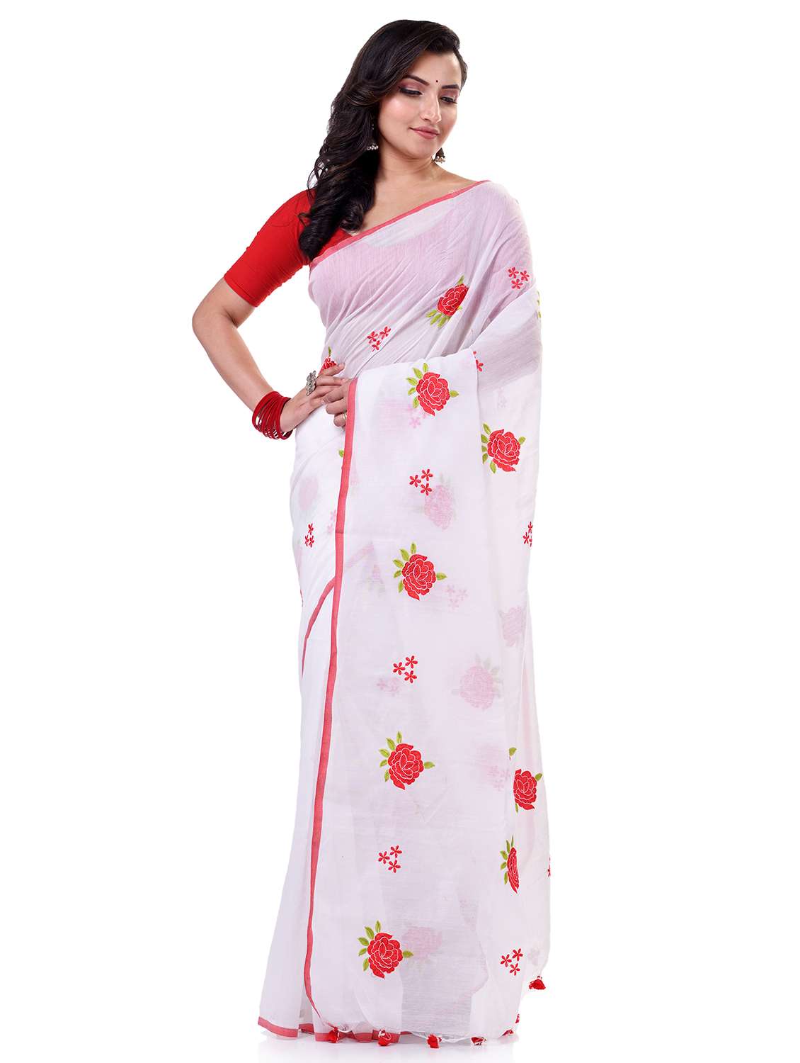 women floral handloom saree with blouse