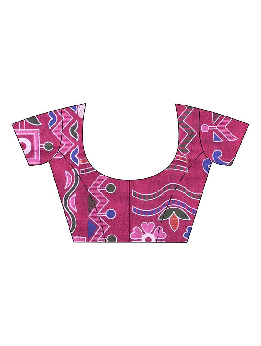 women printed handloom saree with blouse - 21977369 -  Standard Image - 3