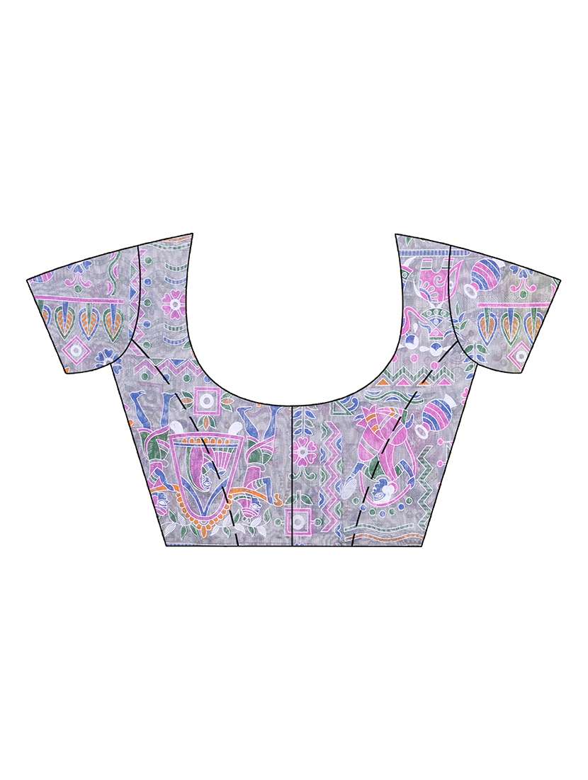 women printed handloom saree with blouse - 21977370 -  Standard Image - 3