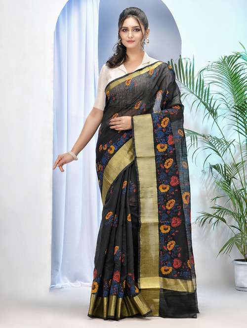 women floral bordered saree with blouse - 21977387 -  Standard Image - 0