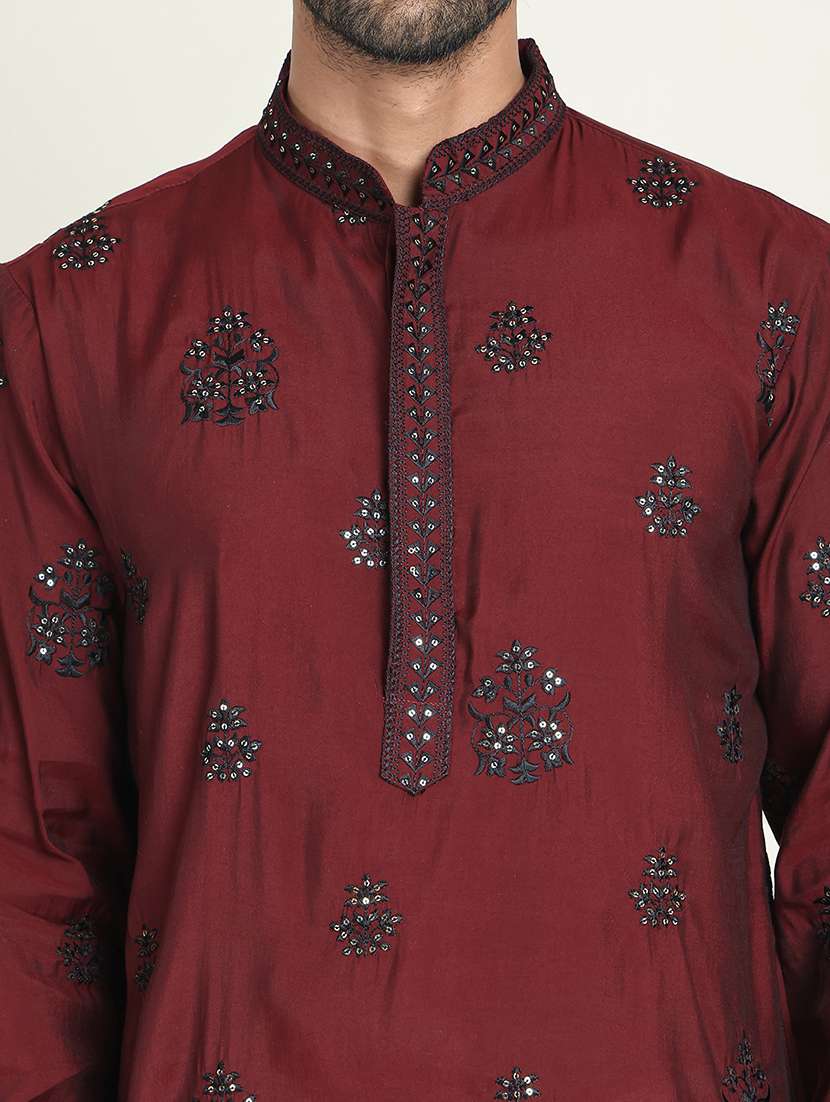 men embroidered mandarin neck kurta with dupatta - 21977406 -  Standard Image - 5