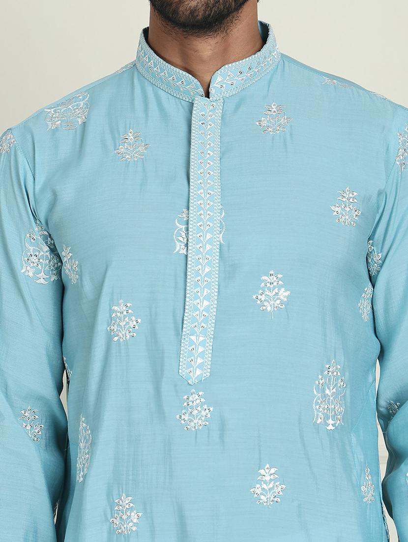 men embroidered mandarin neck kurta with dupatta - 21977408 - Standard Image - 5