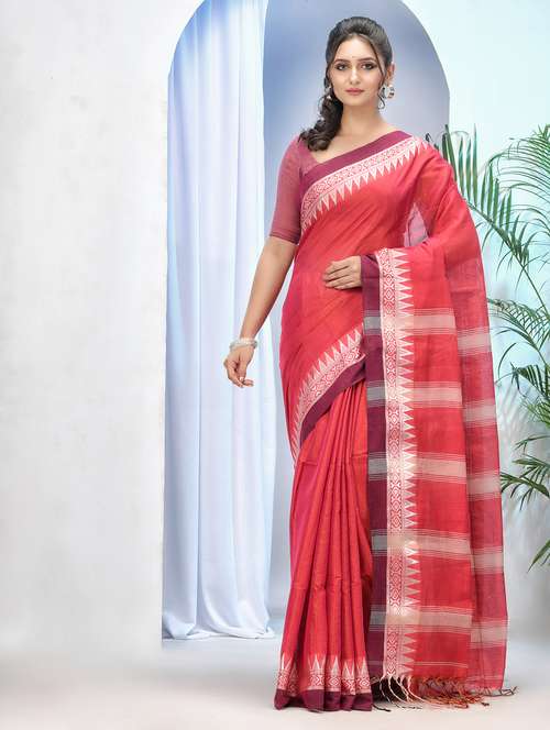 women solid with bordered saree with blouse - 21977457 - Standard Image - 0