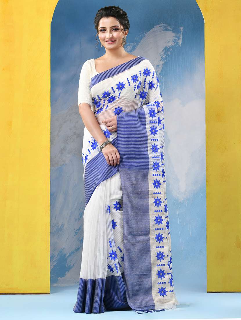women floral handloom saree with blouse