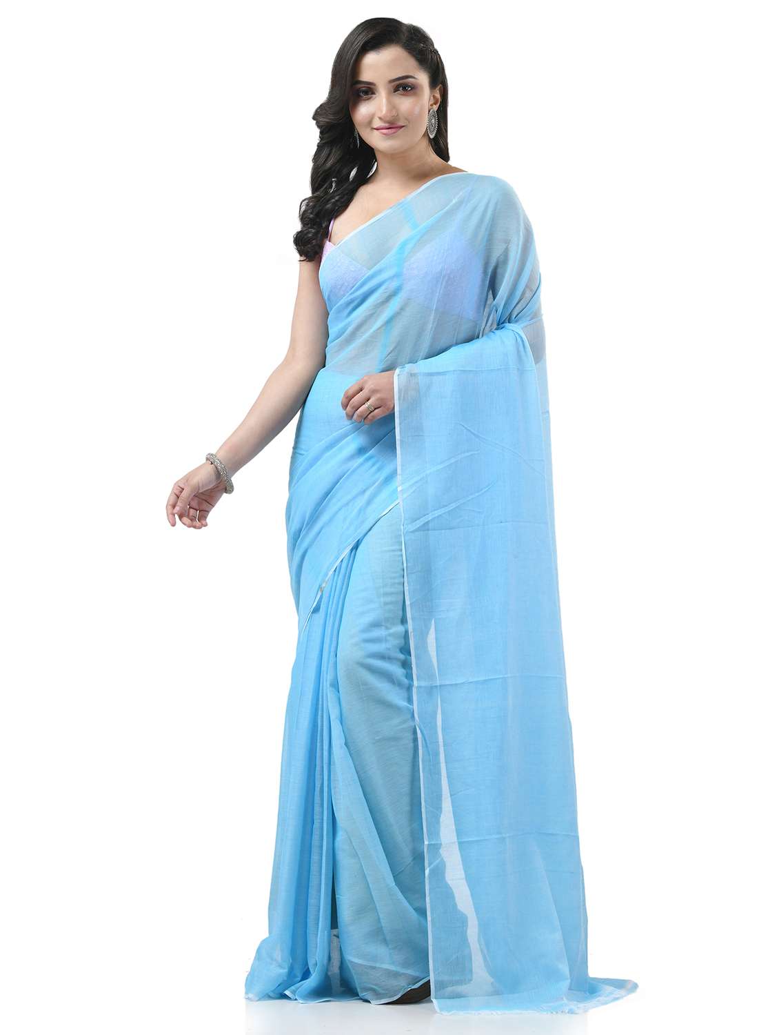 women solid plain saree