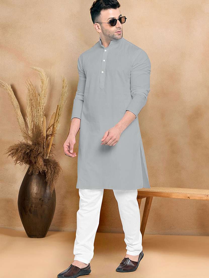 men pack of 2 solid mandarin neck kurta pyjama set - 21977516 -  Standard Image - 3