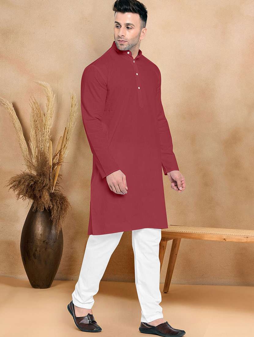men pack of 2 solid mandarin neck kurta pyjama set - 21977541 -  Standard Image - 3