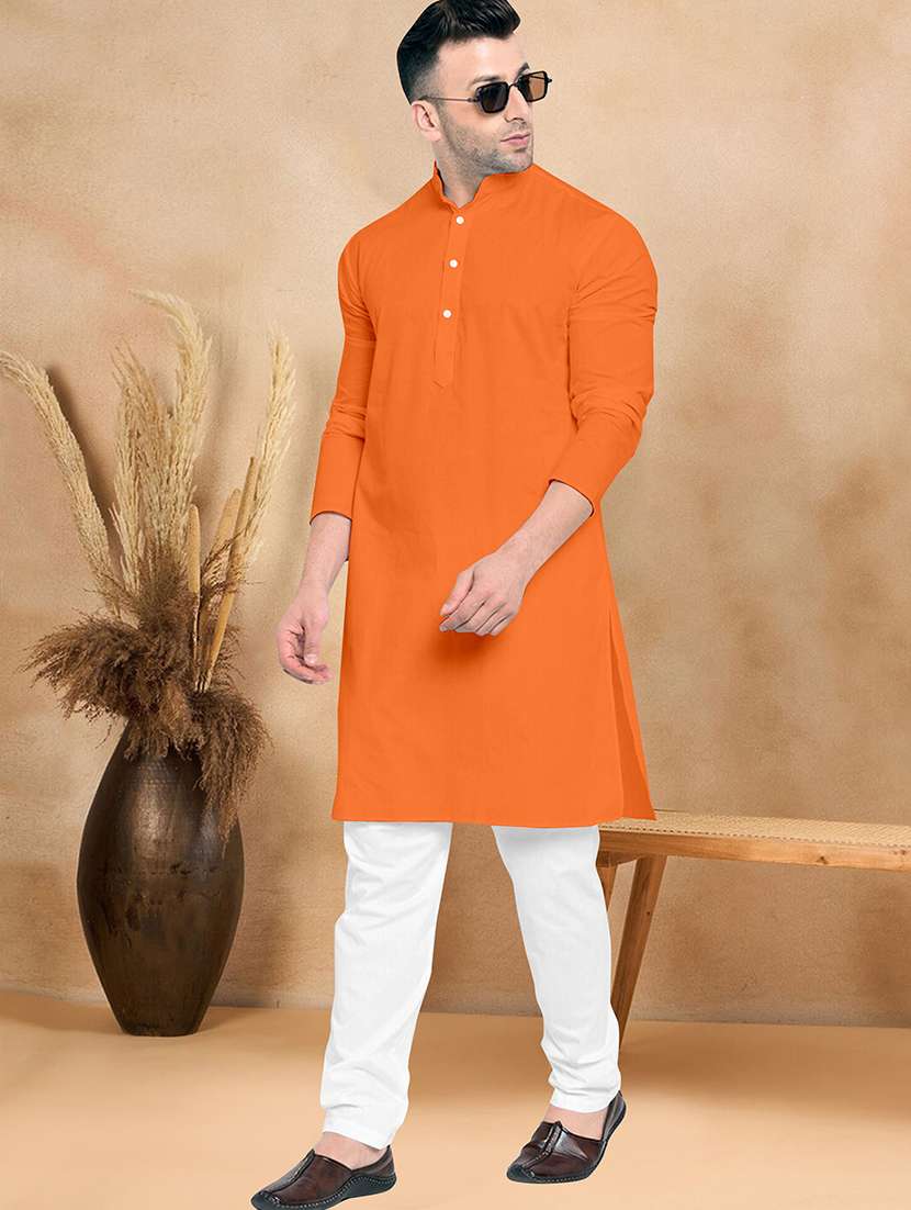 men pack of 2 solid mandarin neck kurta pyjama set - 21977552 -  Standard Image - 3
