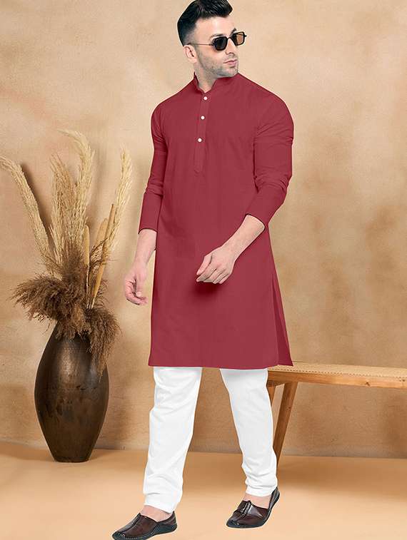 men pack of 2 solid mandarin neck kurta pyjama ethnic wear set - 21977577 -  Standard Image - 3