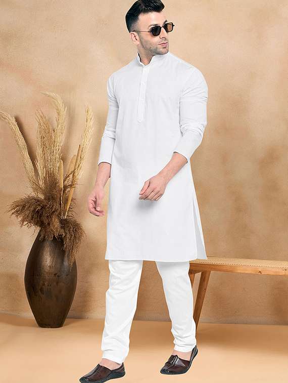 men pack of 2 solid mandarin neck kurta pyjama ethnic wear set - 21977585 -  Standard Image - 3