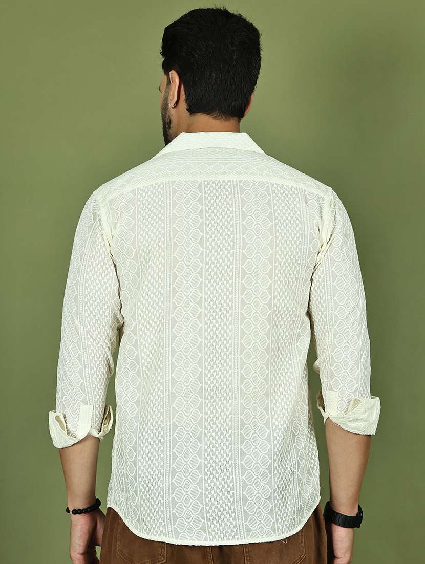 men self design long sleeve regular fit casual shirt - 21977587 - Standard Image - 3