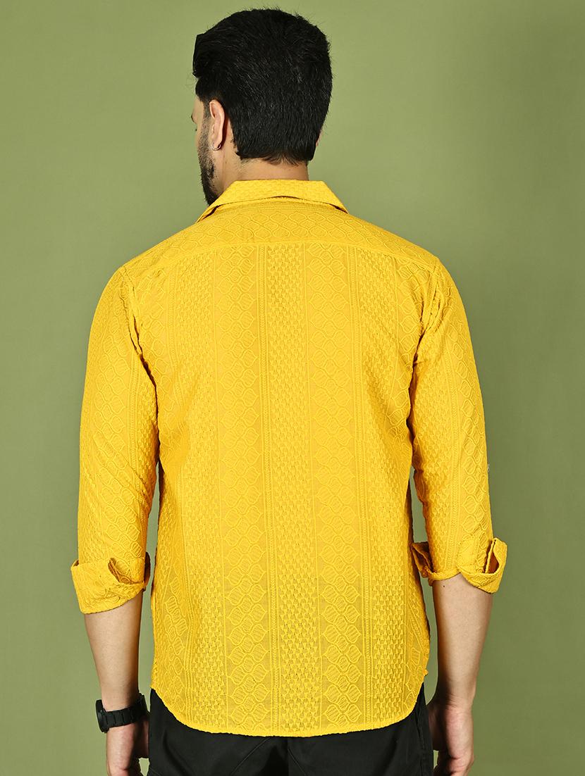 men self design long sleeve regular fit casual shirt - 21977588 - Standard Image - 3