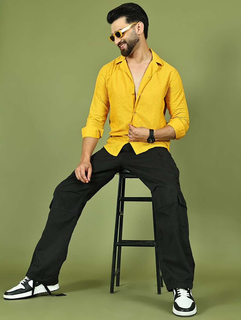 men self design long sleeve regular fit casual shirt - 21977588 - Standard Image - 5