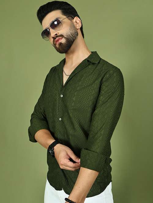 men self design long sleeve regular fit casual shirt - 21977589 - Standard Image - 0
