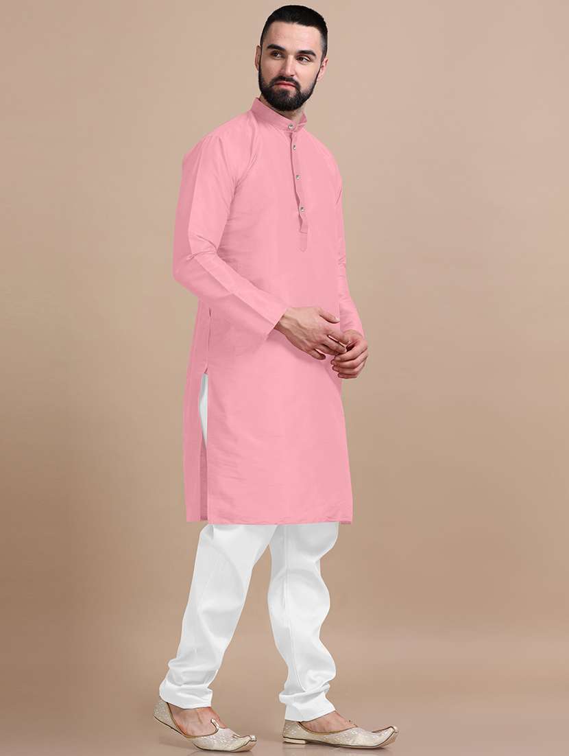 men pack of 2 solid mandarin neck kurta pyjama set - 21977597 -  Standard Image - 3