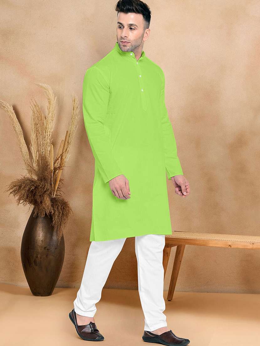 men pack of 2 solid mandarin neck kurta pyjama set - 21977605 -  Standard Image - 3