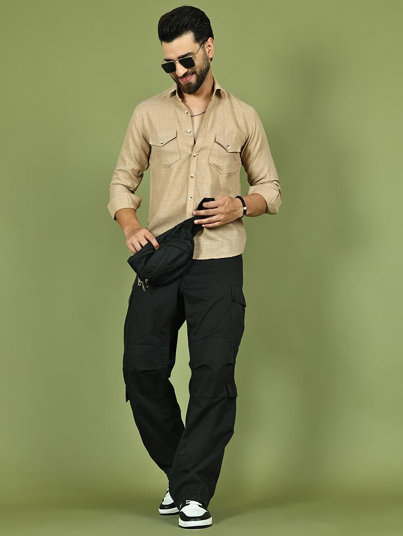 men solid long sleeve regular fit casual shirt - 21977622 - Standard Image - 5
