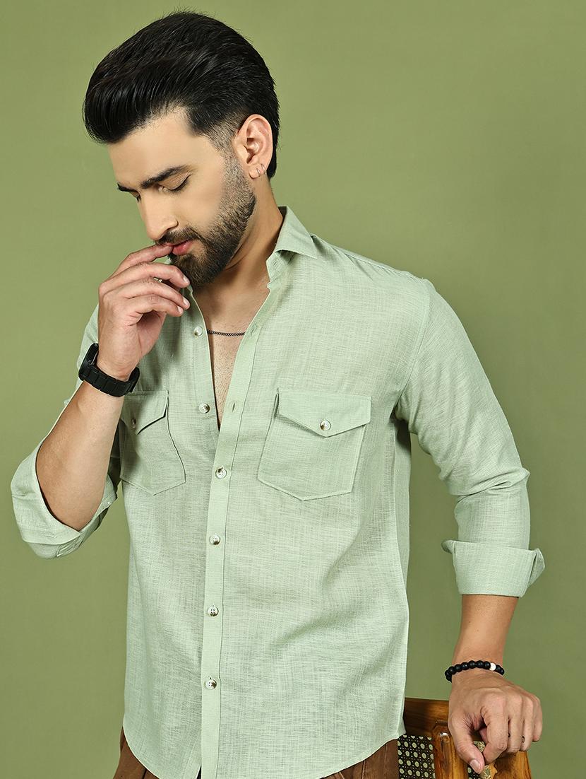men solid long sleeve regular fit casual shirt - 21977623 -  Zoom Image - 0