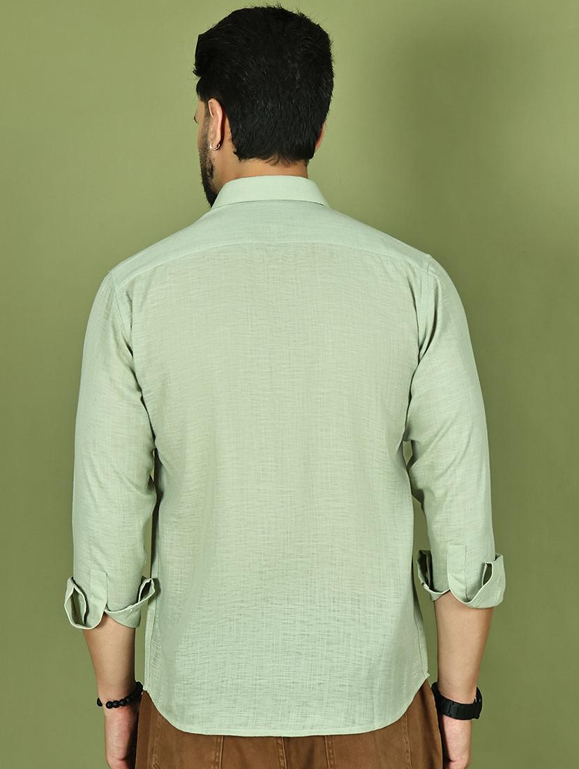 men solid long sleeve regular fit casual shirt - 21977623 - Standard Image - 3